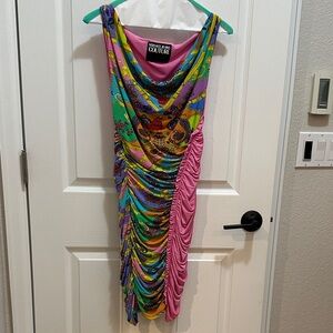 Versace Jeans Collection Multicolor Asymmetrical Dress